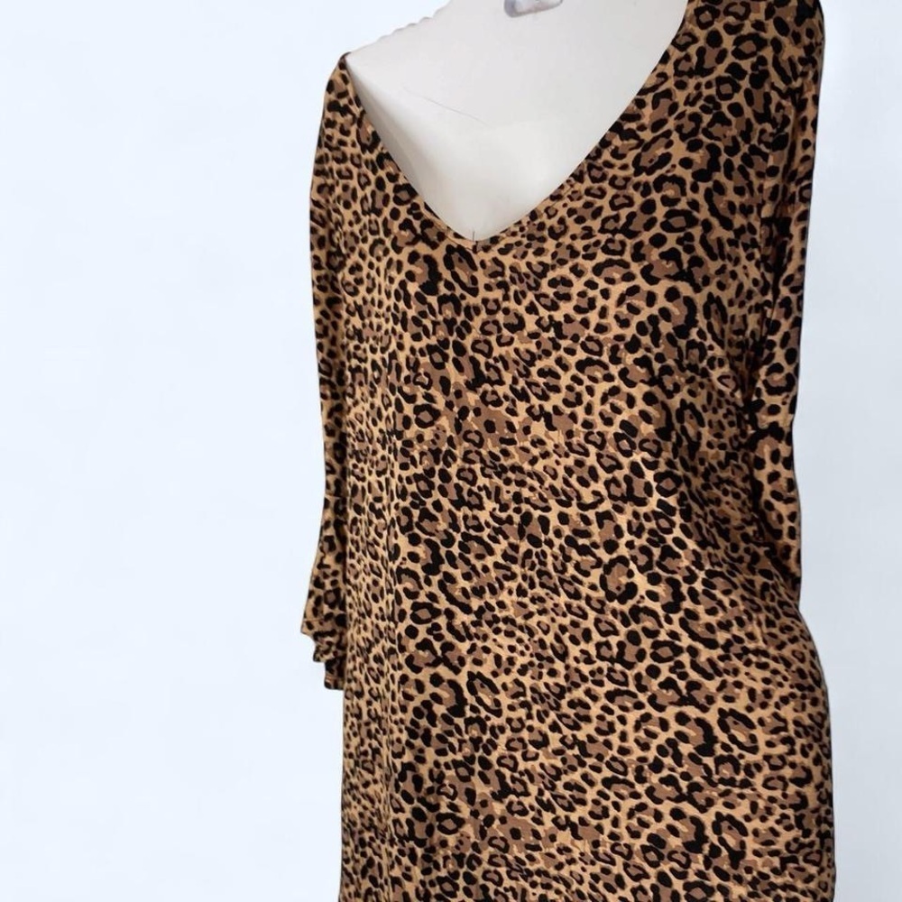 Leopard print blouse with bell sleeves XL Nadine West Sheila Rose